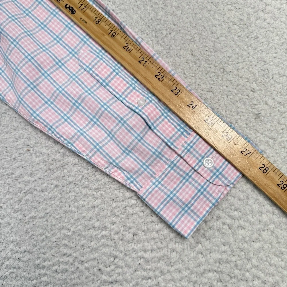 J Crew Shirt Men XL Slim Flex Washed‎ Button Front Pink Blue Plaid Stretch NWT